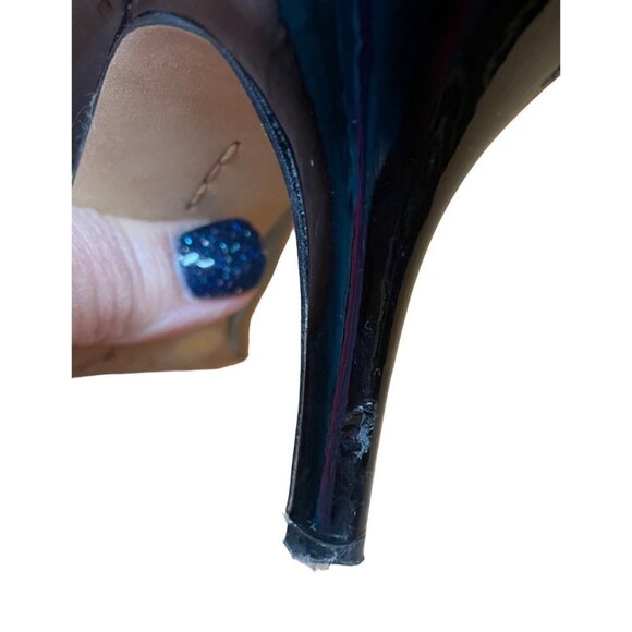 Vince Camuto Black Peep Toe Patent Leather Heels Sz 7 - Picture 10 of 10